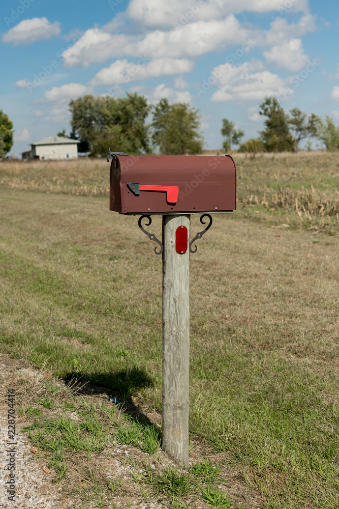 Country road rusty mailbox