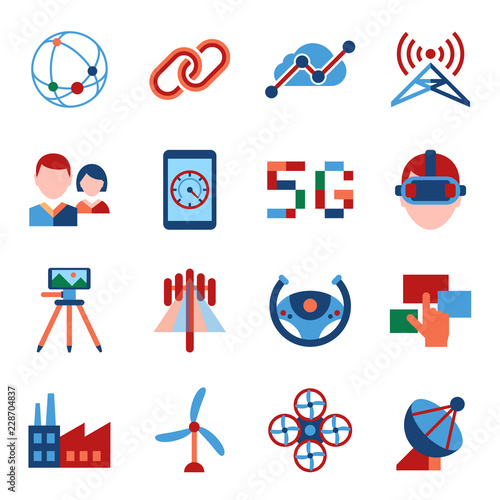 Digital vector mobile technology simple icons