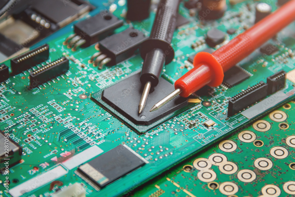 Printed Circuit Board with many electrical components Printed Circuit Board with many electrical components