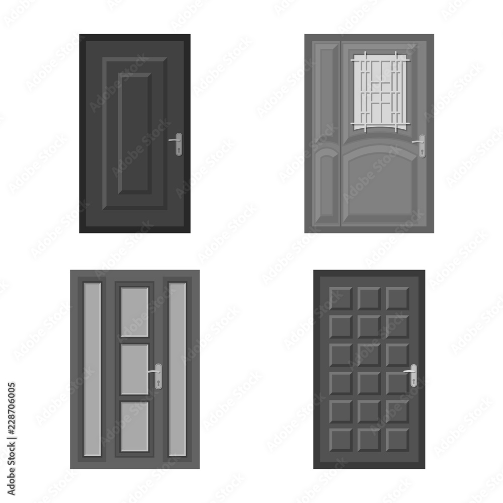 Vector illustration of door and front sign. Set of door and wooden stock vector illustration. Vector illustration of door and front sign. Set of door and wooden stock vector illustration.