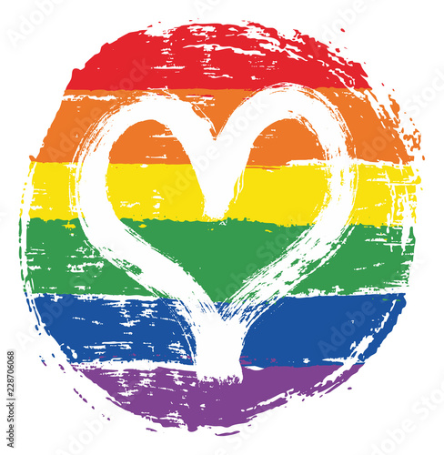 LGBTQ Love Circle Flag Vector Hand Painted with Rounded Brush