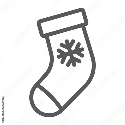 Christmas stocking line icon, christmas and winter, sock sign, vector graphics, a linear pattern on a white background.