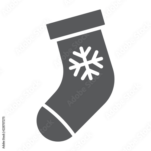 Christmas stocking glyph icon, christmas and winter, sock sign, vector graphics, a solid pattern on a white background.