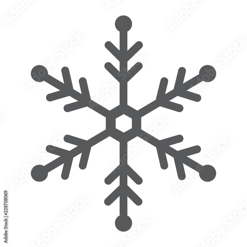 Snowflake glyph icon, snow and winter, frost sign, vector graphics, a solid pattern on a white background.