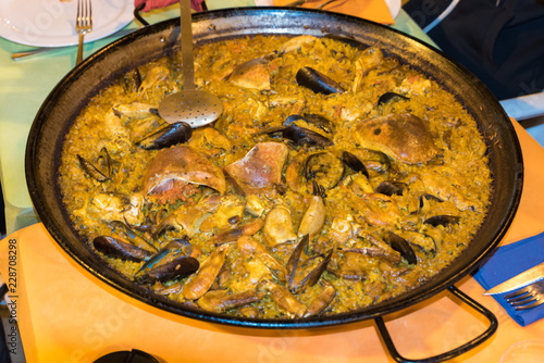 Paella Valenciana with seafood photo