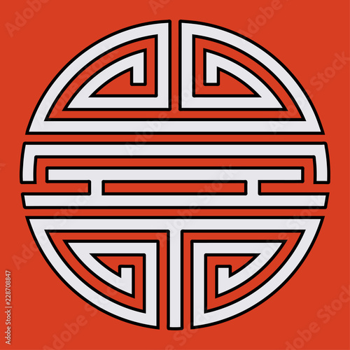 The Sanxing round symbol or icon Shou meaning Longevity isolated.