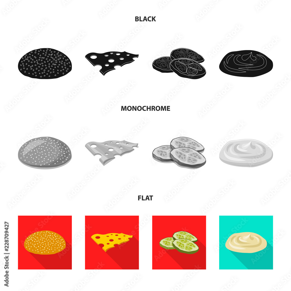 Vector design of burger and sandwich symbol. Set of burger and slice stock vector illustration. Vector design of burger and sandwich symbol. Set of burger and slice stock vector illustration.