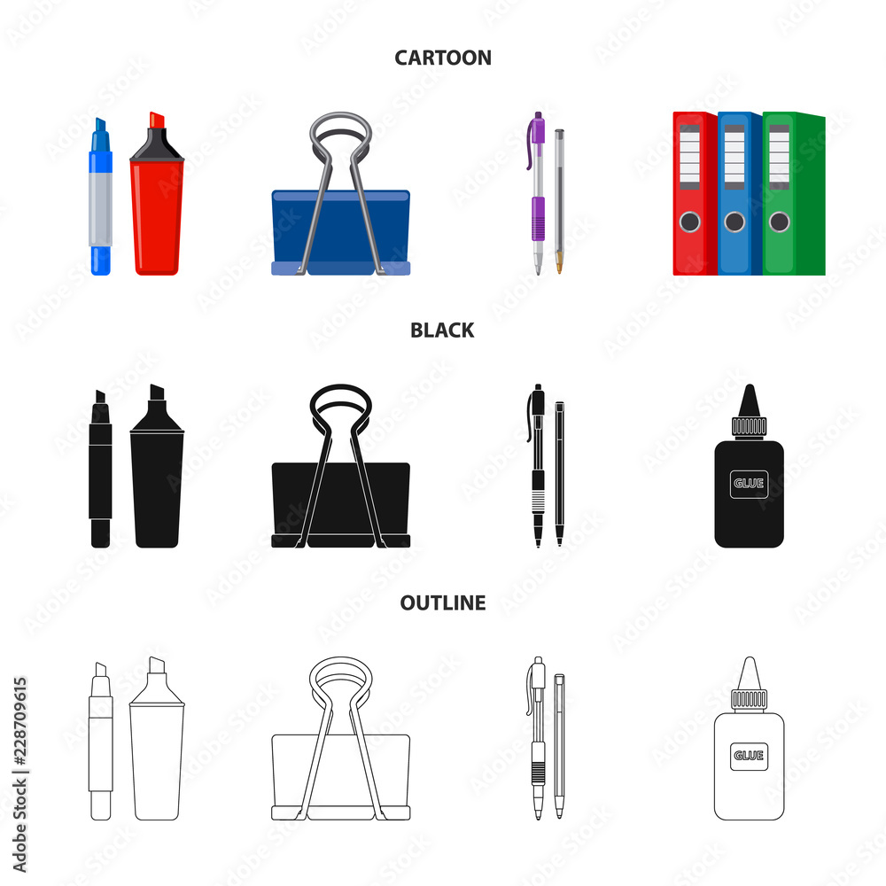 Isolated object of office and supply sign. Set of office and school vector icon for stock. Isolated object of office and supply sign. Set of office and school vector icon for stock.