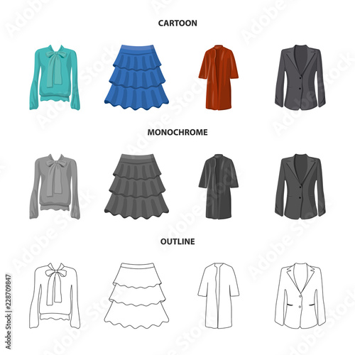 Vector illustration of woman and clothing logo. Set of woman and wear stock symbol for web.
