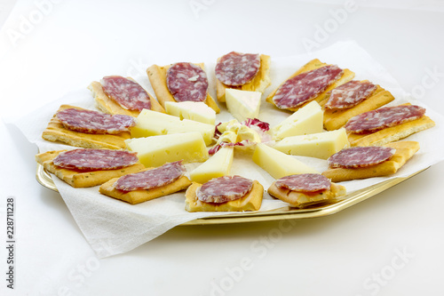 Appetizer with cheese and Italian salami