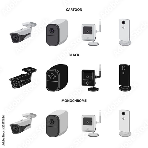 Isolated object of cctv and camera symbol. Set of cctv and system stock vector illustration.