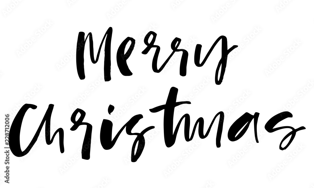 Merry Christmas. Handwritten text. Modern calligraphy. Isolated on white