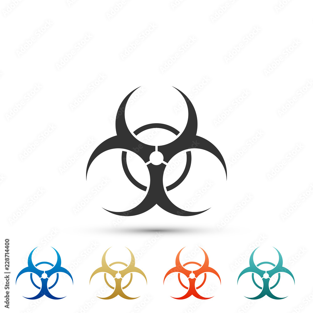 Biohazard symbol icon isolated on white background. Set elements in colored icons. Flat design. Vector Illustration Biohazard symbol icon isolated on white background. Set elements in colored icons. Flat design. Vector Illustration