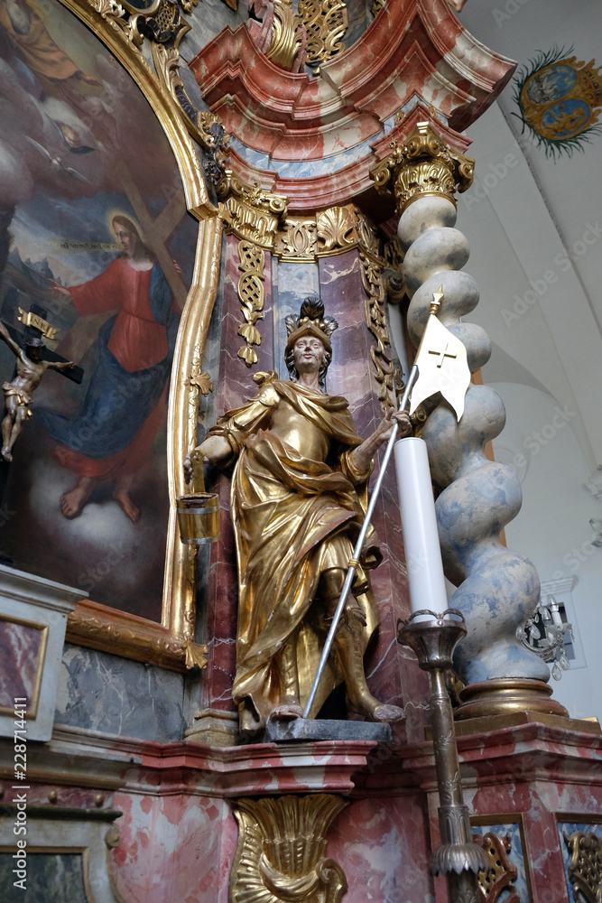 Fototapeta premium Saint Florian, statue on altar in cathedral of Assumption in Varazdin, Croatia