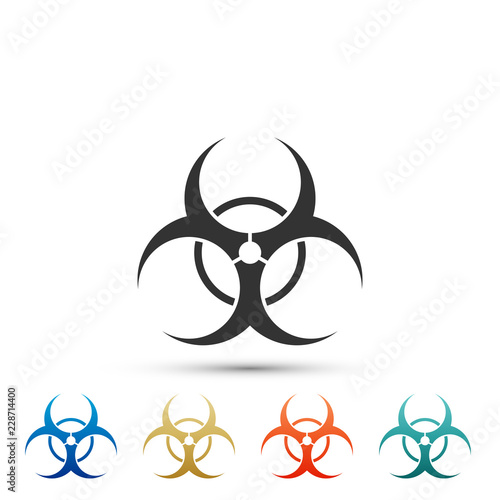 Biohazard symbol icon isolated on white background. Set elements in colored icons. Flat design. Vector Illustration