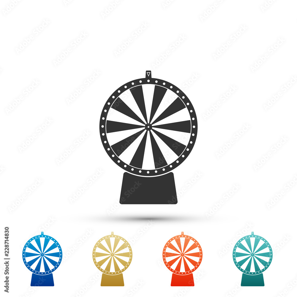Lucky wheel icon isolated on white background. Set elements in colored icons. Flat design. Vector Illustration