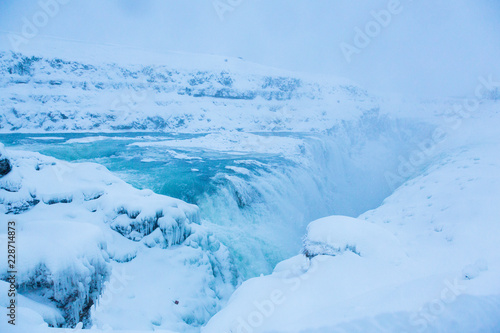 GULLFOSS, ICELAND View of Gullfoss waterfall in winter.