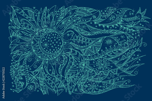 Abstract Christmas winter moon and snow wind