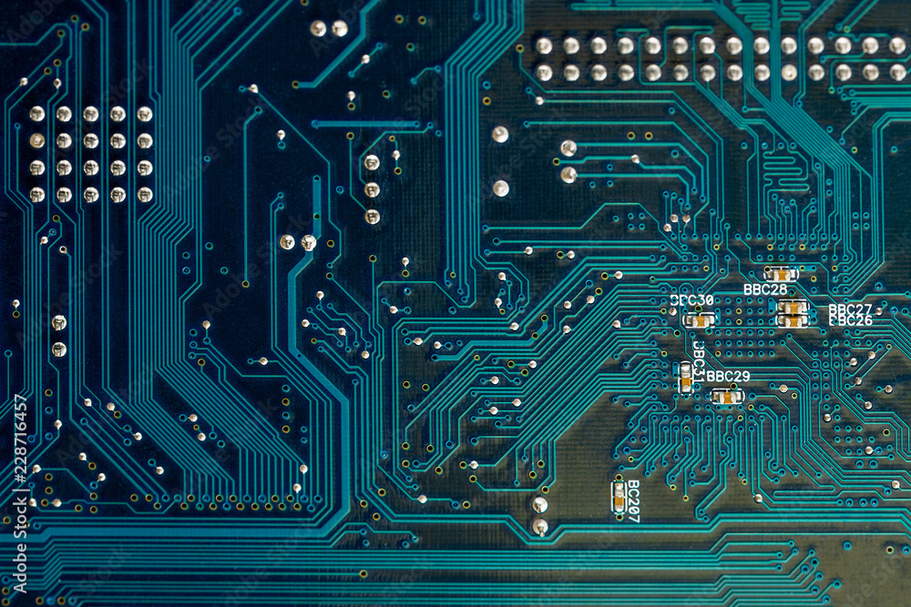 blue pcb board circuit close up technology background Stock Photo | Adobe  Stock
