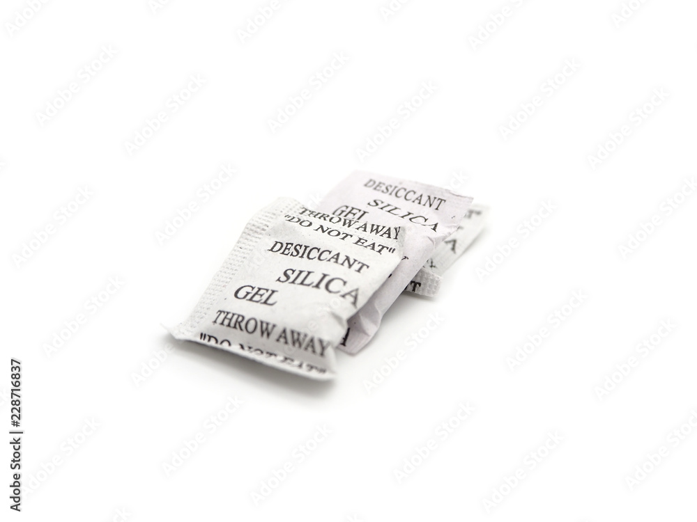 Silica gel packets isolated on a white background. Silica gel packets isolated on a white background.