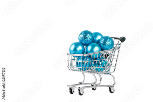 Shopping cart with xmas decorations