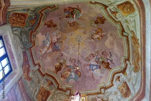 Fresco painting on the ceiling of the Baroque Church of Our Lady of the Snow in Belec  Croatia