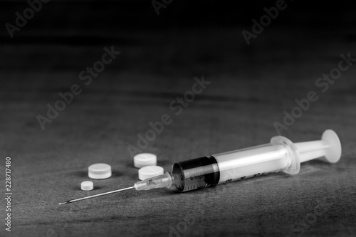 Drug syringe of heroin