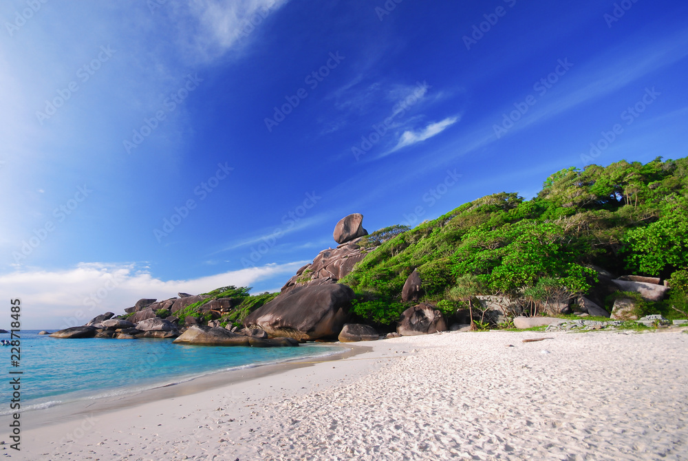 Similan Island with blue sky,  the beautiful tropical island ,in Andaman sea Thailand National park phang nga.