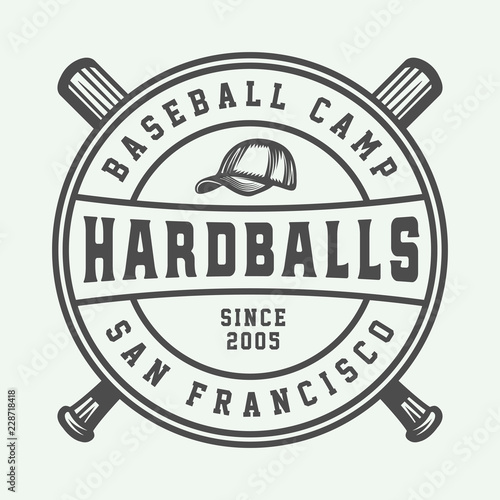 Vintage baseball sport logo, emblem, badge, mark, label. 