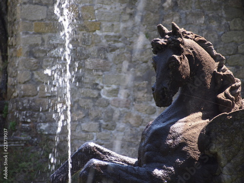 fontana con statua di cavallo