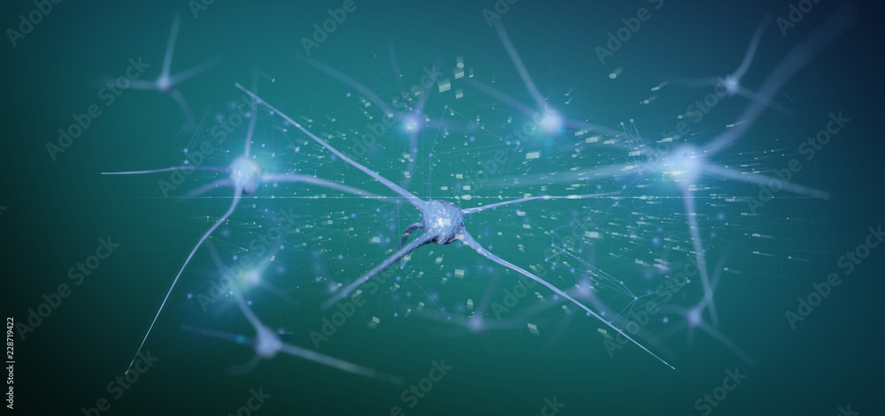 3d rendering group of neuron isolated on a background