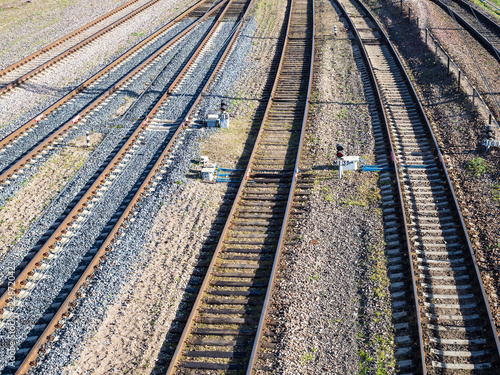 above view of several railway tracks