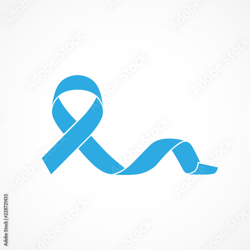 Vector image of prostate cancer awareness ribbon.Blue ribbon.