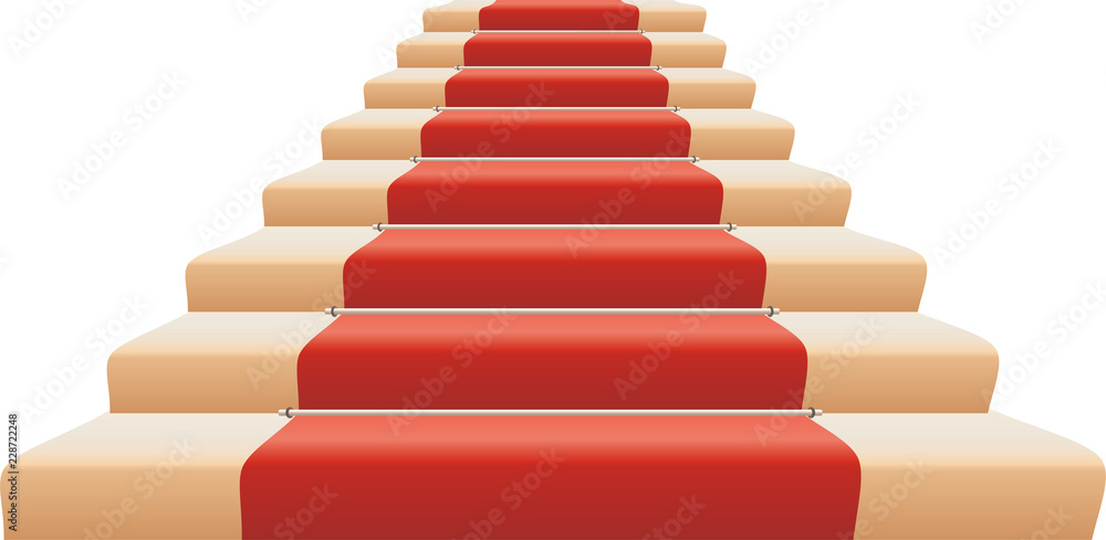 Staircase with red carpet. Raster Illustration on white Staircase with red carpet. Raster Illustration on white