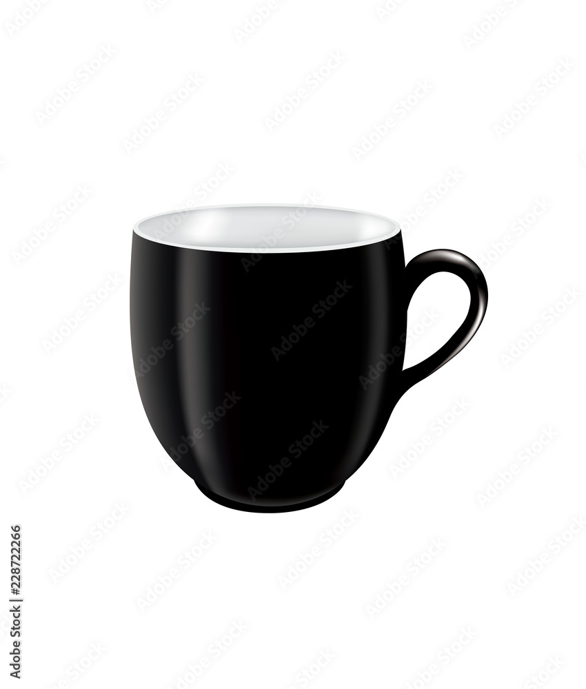 Black coffee mug. vector illustration