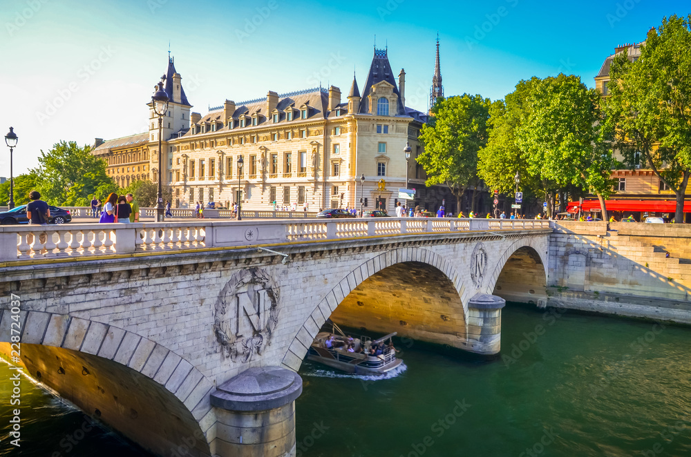 Bridge and buildings near the Seine river in Paris, France Bridge and buildings near the Seine river in Paris, France