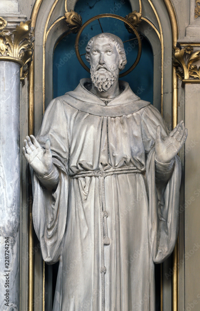 Saint Francis, altar of St. Joseph in Zagreb cathedral dedicated to the Assumption of Mary