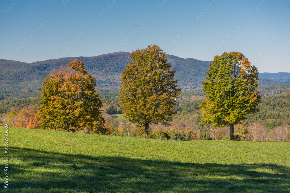 View to Berkshire hills in western Mass. in early fall with beginnings of colour View to Berkshire hills in western Mass. in early fall with beginnings of colour