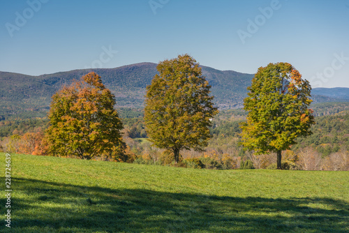 View to Berkshire hills in western Mass. in early fall with beginnings of colour