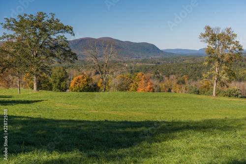 View to Berkshire hills in western Mass. in early fall with beginnings of colour
