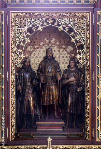 Altar of Saints Stephen, Ladislav and Emeric in Zagreb cathedral dedicated to the Assumption of Mary  photo