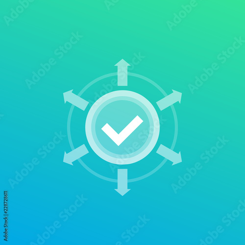 checkmark with arrows, vector