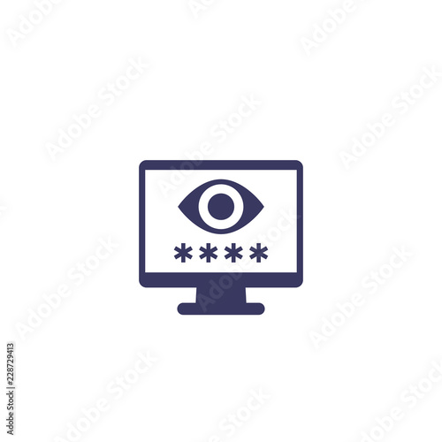 Parental control icon with eye and password on screen