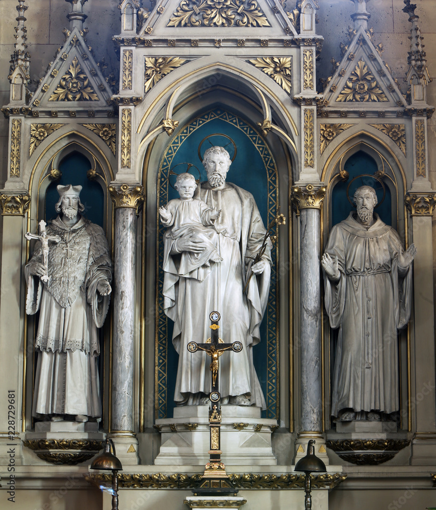 Altar of St. Joseph in Zagreb cathedral dedicated to the Assumption of Mary 