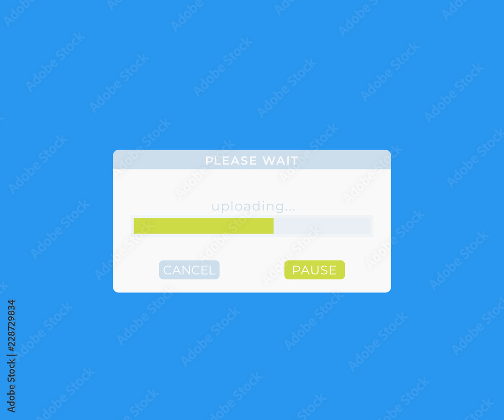Upload window with progress bar, vector interface Upload window with progress bar, vector interface