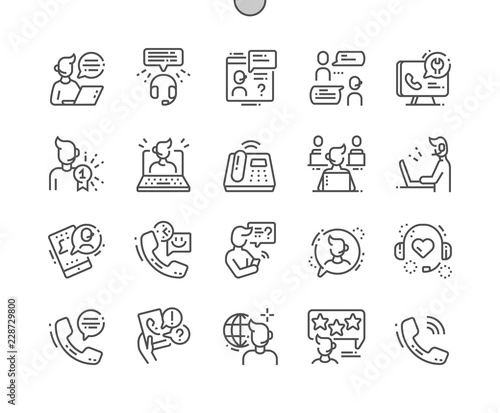 Call Center Well-crafted Pixel Perfect Vector Thin Line Icons 30 2x Grid for Web Graphics and Apps. Simple Minimal Pictogram