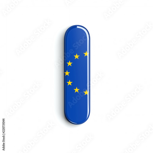 Europe flag letter I - Uppercase 3d european union font - Europe, Brussells or patriotism concept photo