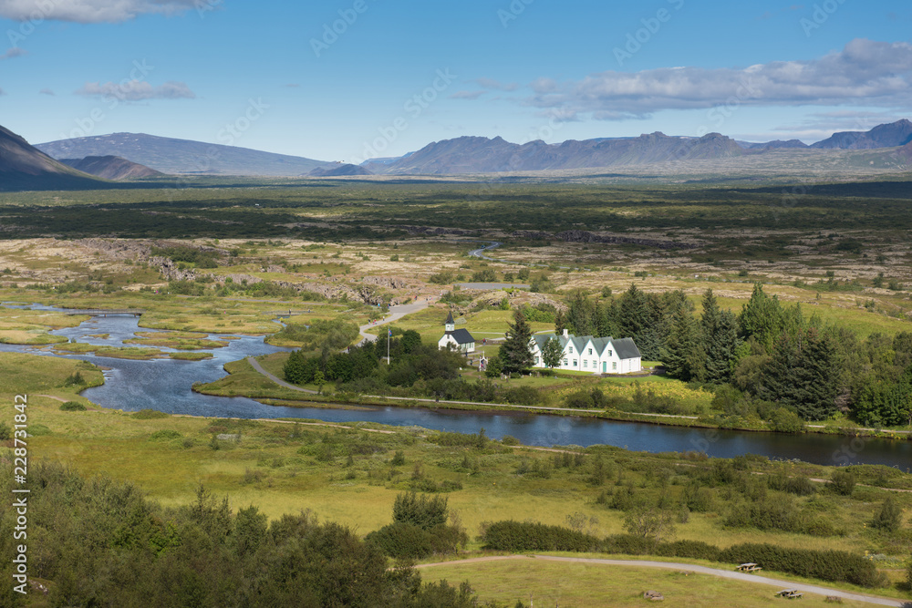 Naklejka premium Landscape in the Thingvellir National Park in Iceland