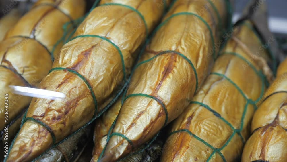 Beautiful fresh fish lies on a shop window close up Beautiful fresh fish lies on a shop window close up