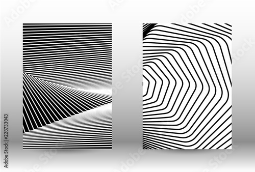 Set of abstract patterns with distorted lines.